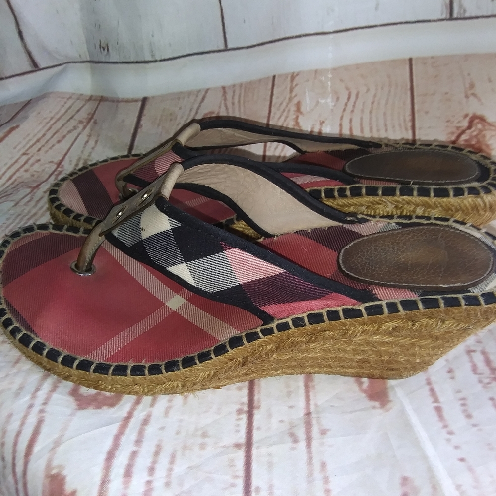 Burberry Red and Black Plaid Heels - Picture 2 of 6